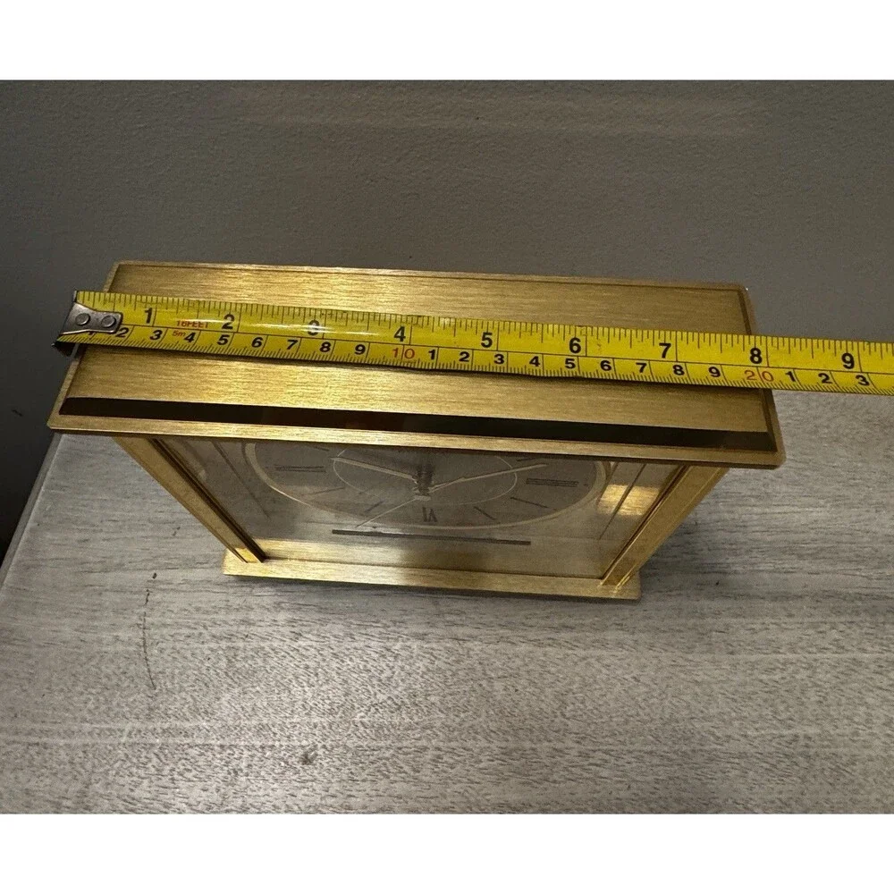 NIB Bulova B1700 Grand Prix Glass Mantel Desk Clock Gold Tone New In Box